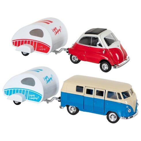 VW microbus/BMW Isetta s obytným přívěsem - Goki