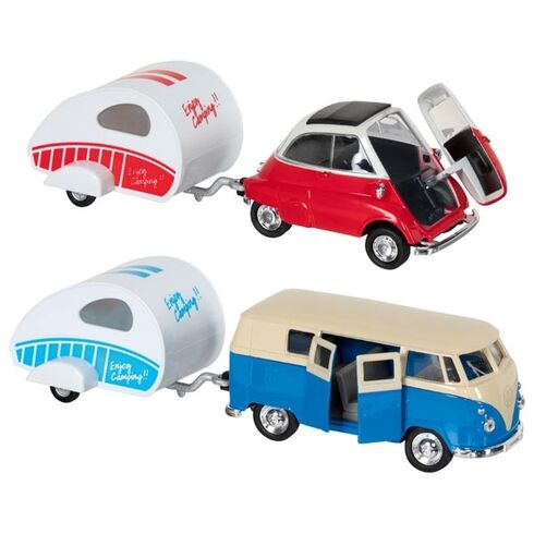 VW microbus/BMW Isetta s obytným přívěsem - Goki