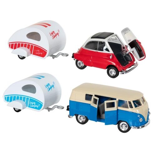 VW microbus/BMW Isetta s obytným přívěsem - Goki