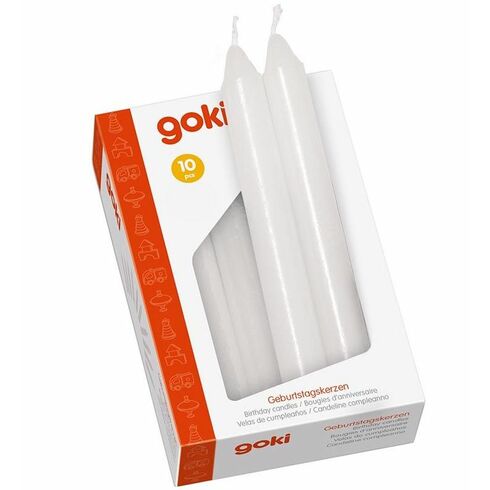 Narozeninové svíčky bílé – 10 kusů - Goki