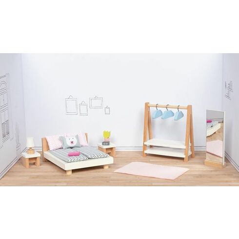 Ložnice – stylový nábytek do domečku pro panenky, 18 dílů - Goki