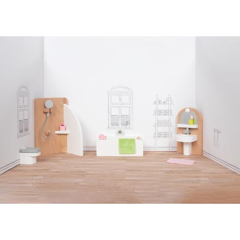 Koupelna – stylový nábytek do domečku pro panenky, 10 dílů - Goki