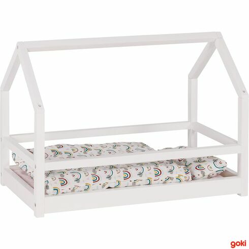 Bílá dřevěná postýlka se stříškou - Goki