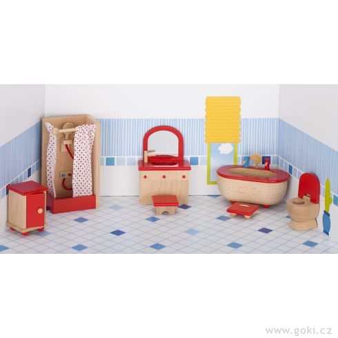 Nábytek pro panenky – koupelna STYLOVÁ, 7 dílů - Goki