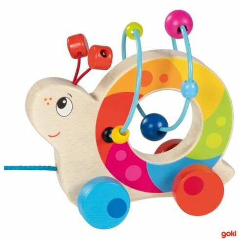 Duhový šnek s motorickou spirálou – hračka na šňůrce - Goki