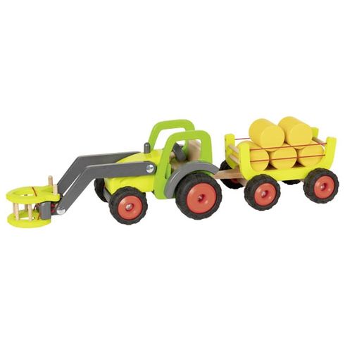 Traktor s čelním nakladačem a vlečkou sena, 55 cm - Goki