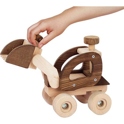 Dřevěné auto bagr, přírodní dřevo – Goki nature - Goki