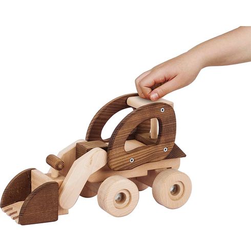 Dřevěné auto bagr, přírodní dřevo – Goki nature - Goki