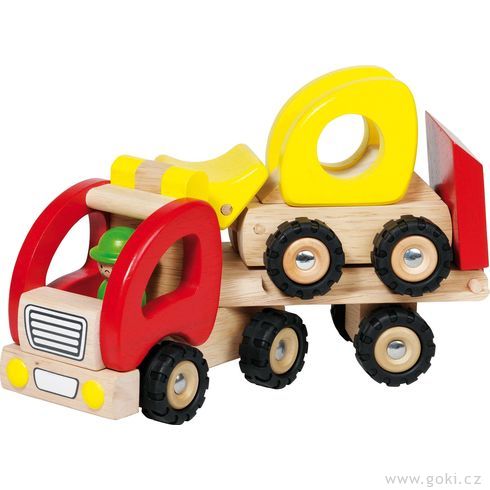 Dřevěné tahací auto s nakladačem - Goki
