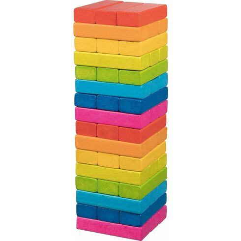 Zábavná hra – Dřevěná věž Jenga duhová, 48 dílů - Goki