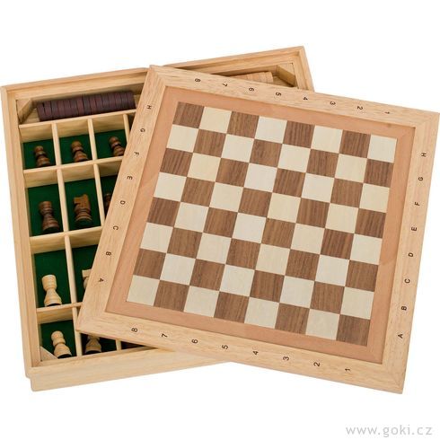 Stolní hra 3 v 1 – šachy, dáma, mlýn  - Goki