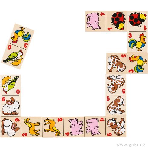 Dřevěné domino zvířátka, 28 dílů - Goki