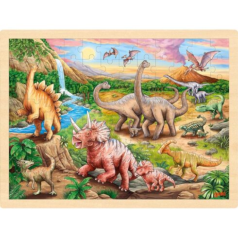 Tah dinosaurů – dřevěné puzzle, 96 dílů - Goki