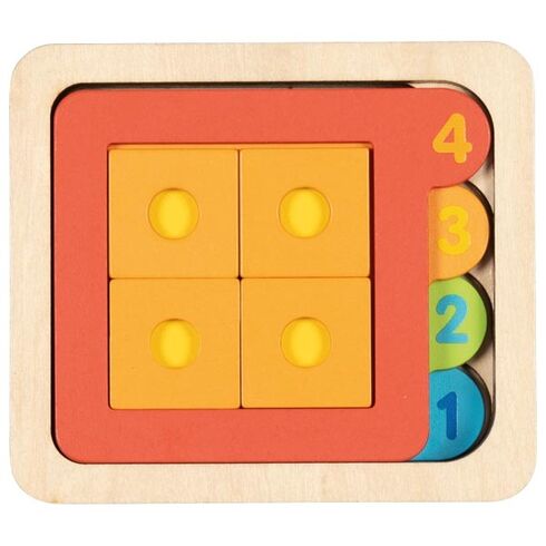 Vícevrstvé puzzle – Čísla a geometrické tvary, 15 dílů - Goki