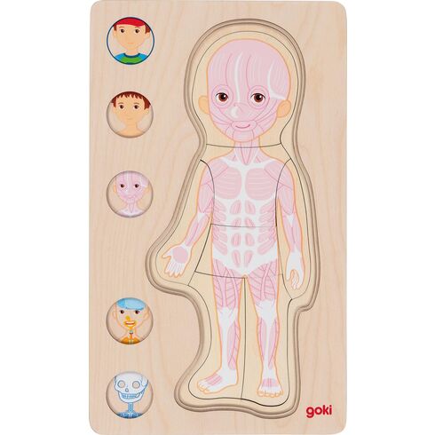 Vícevrstvé puzzle – Lidské tělo kluk, 29 dílů - Goki