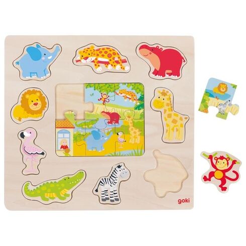 Zvířátka ze ZOO – přiřazovací puzzle - Goki