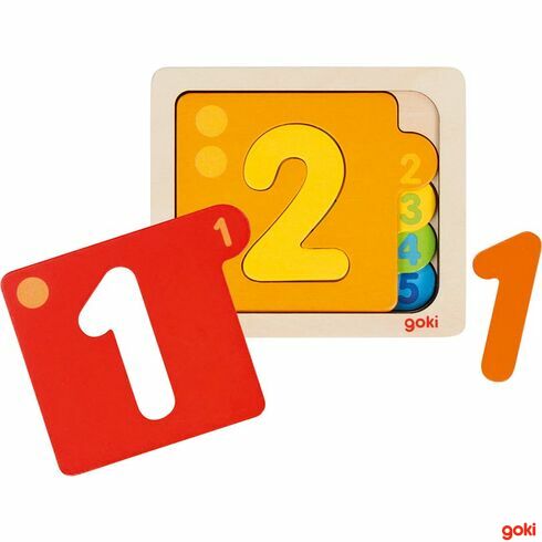 Vícevrstvé puzzle – Čísla, 10 dílů - Goki