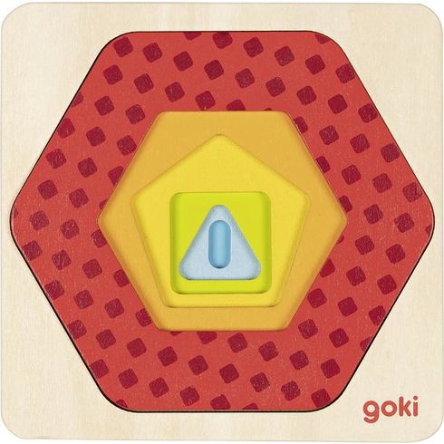 Vícevrstvé puzzle – geometrické tvary, 5 dílů - Goki
