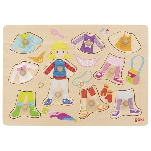 Oblékací puzzle s úchytkami – Holka, 10 dílů - Goki
