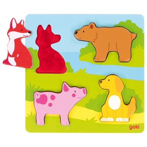 Hmatové puzzle zvířátka, 4 díly - Goki