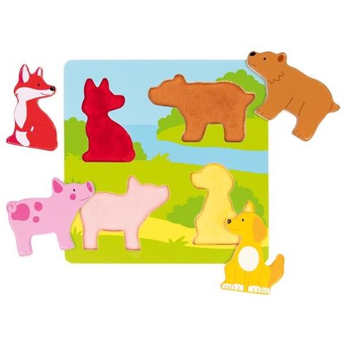 Hmatové puzzle zvířátka, 4 díly - Goki