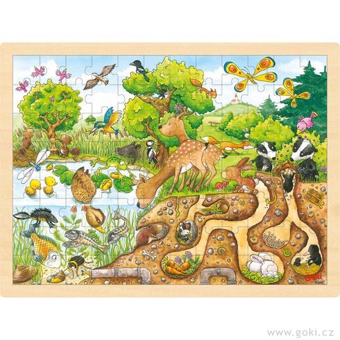Příroda – dřevěné puzzle 96 dílů - Goki
