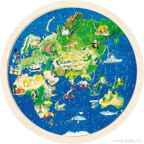 Oboustranné puzzle – Zeměkoule, 57 dílů - Goki