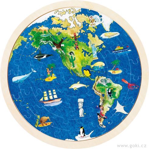 Oboustranné puzzle – Zeměkoule, 57 dílů - Goki