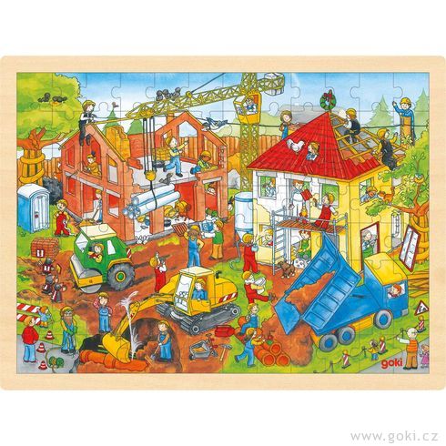 Puzzle na desce – Stavba, 96 dílů - Goki