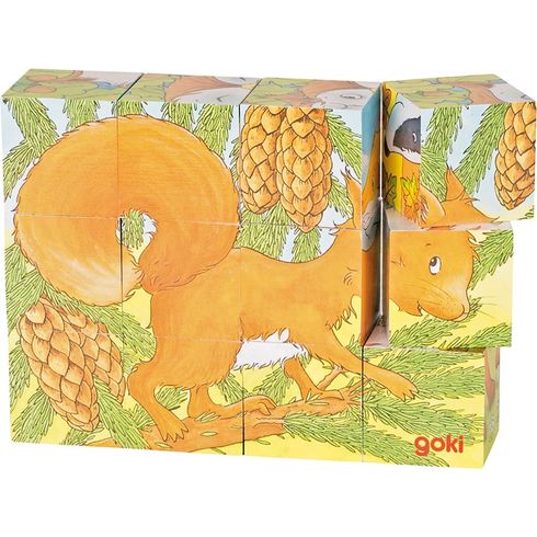 Kostky s obrázkem – Lesní zvířátka, 12 dílů - Goki