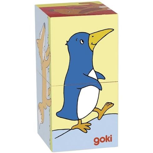 Kostkové puzzle zvířátka, 2 díly - Goki