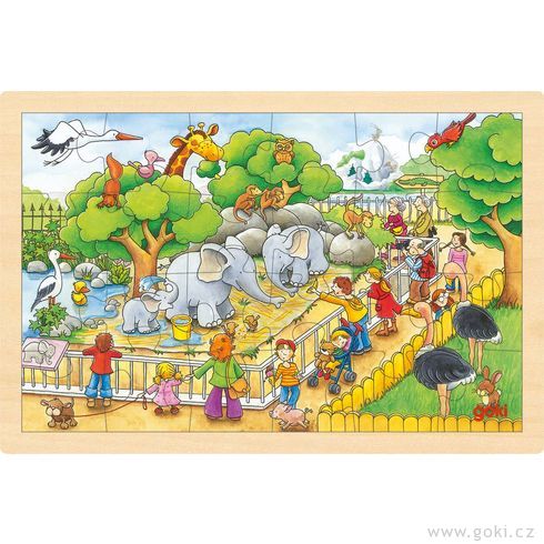 Puzzle na desce – Návštěva zoo, 24 díly - Goki