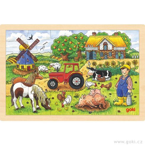 Puzzle na desce – Život na farmě, 24 díly - Goki