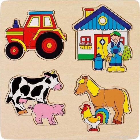 Dřevěné puzzle na desce – Statek - Goki
