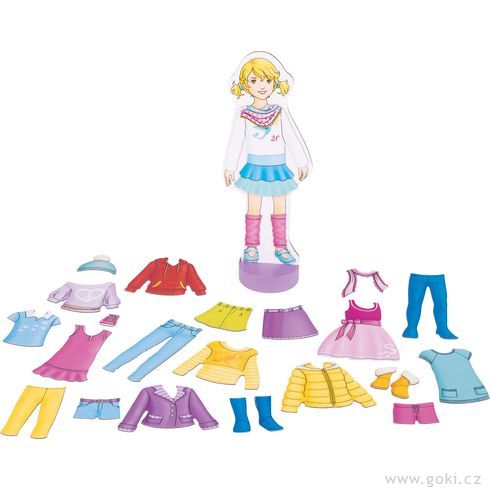 Oblékací panenka – magnetická šatní skříň - Goki