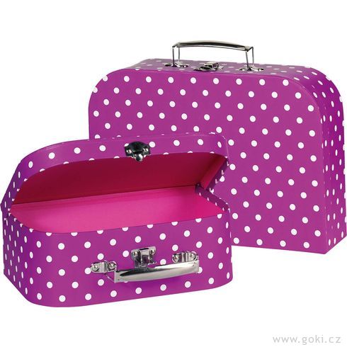 Sada 2 dětských kufrů – lila s puntíky - Goki