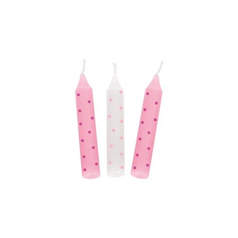 Narozeninové svíčky s puntíky růžové, 10 ks - Goki