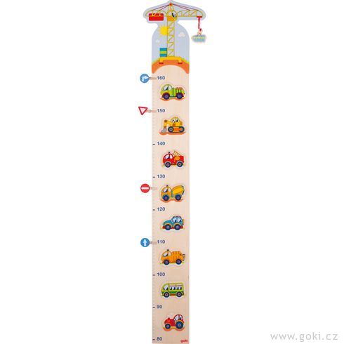 Dětský dřevěný metr – autíčka a značky, 105 cm - Goki
