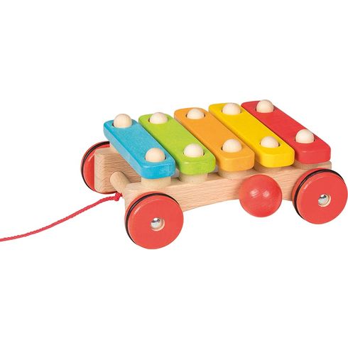 Xylofon na kolečkách – tahací hračka na provázku - Goki
