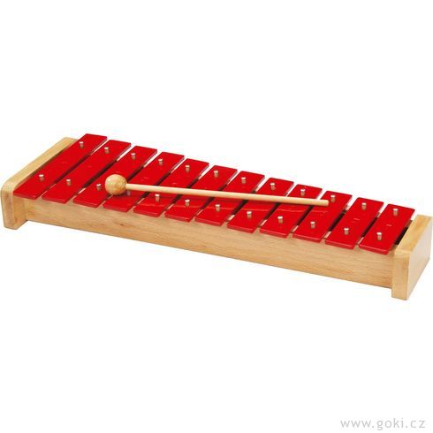 Xylofon červený, 12 tónů, 39 cm - Goki