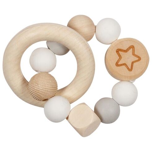 Hvězdička šedá – elastická hračka s kroužkem - Goki