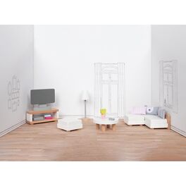 Obývací pokoj – stylový nábytek do domečku pro panenky, 15 dílů
