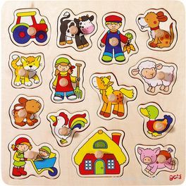 Kohoutek, prasátko … vkládací dřevěné puzzle