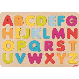 Dřevěné vkládací puzzle – abeceda, 26 dílů