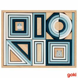 Geometrické stavební kostky azurově modré, 38 dílů