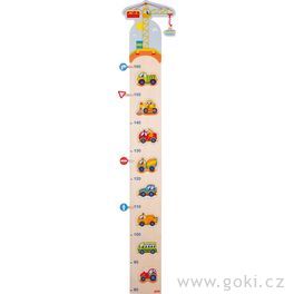 Dětský dřevěný metr – autíčka a značky, 105 cm