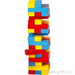 Zábavná hra – Vratká věž Jenga barevná, 45 dílů