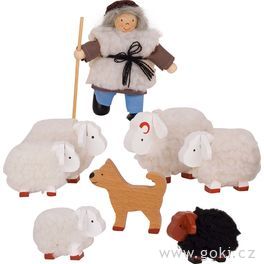 Panenky do domečku – bača s ovečkami