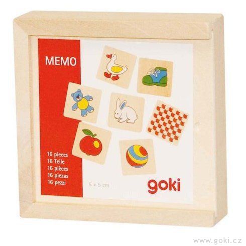 Dřevěné pexeso v krabičce II, 16 dílů - Goki
