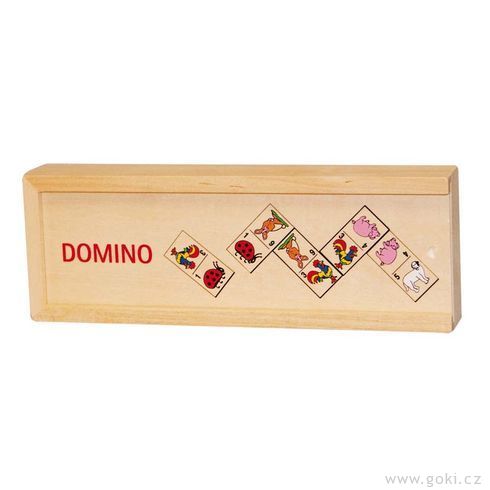 Domino zvířátka v dřevěné krabičce, 28 dílů - Goki